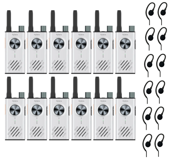 Set van 12 Hytera S1 licentievrije 446-portofoons met C-ring oortjes | S1 wit